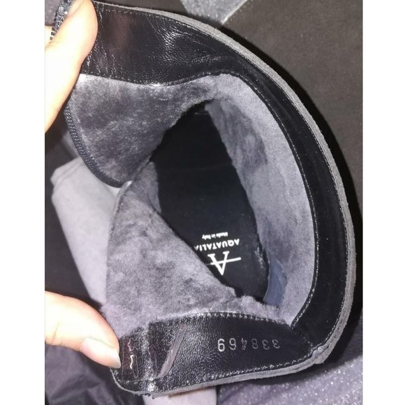 NIB Aquatalia 7.5/8 Shearling Fur Lined Grey Suede Camellia Wedge Ankle Boots - Picture 7 of 10